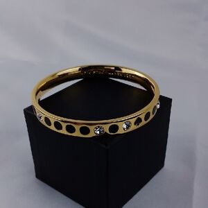 Elegant Gold Bangle with Crystal Accents